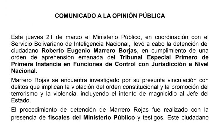 Comunicado 21 de marzo 2019